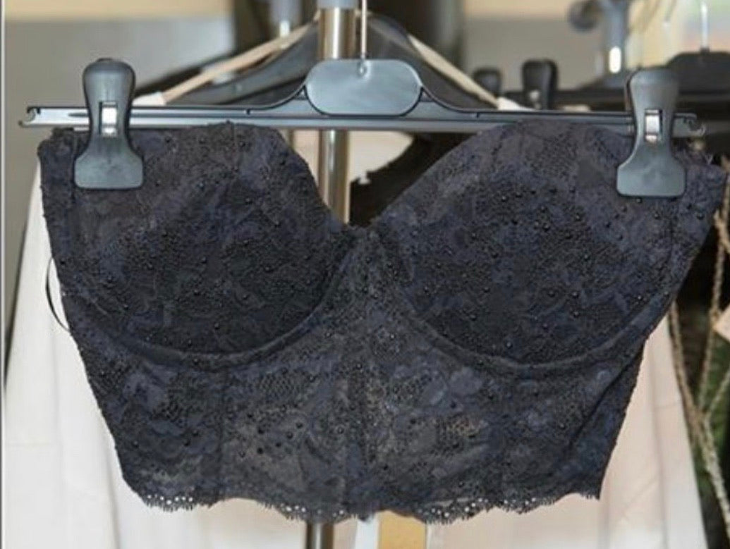 Ladies Adjustable Black Sequin Bralette.