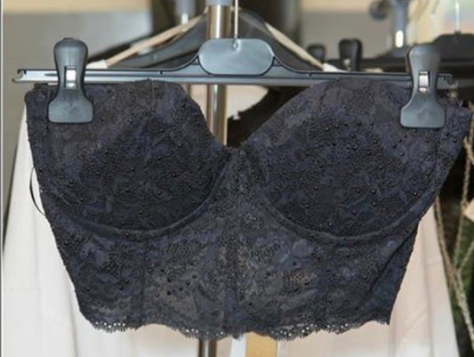 Ladies Adjustable Black Sequin Bralette.